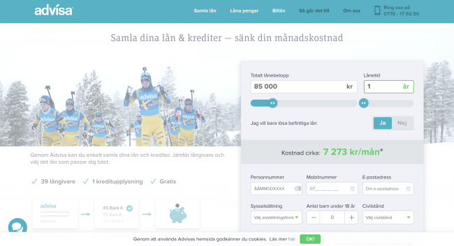 Advisa - Lån upptill 600 000 kr