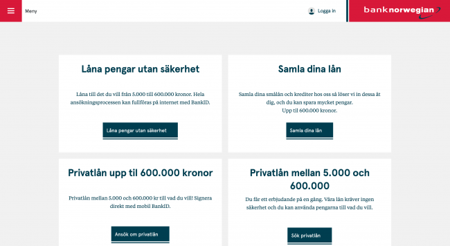 Bank Norwegian - Lån upptill 600 000 kr