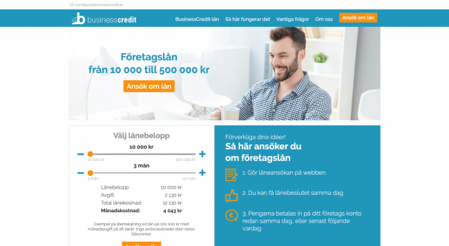 BusinessCredit - Lån upptill 500 000 kr