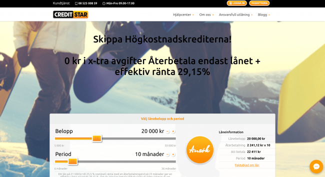 Creditstar - Lån upptill 50 000 kr