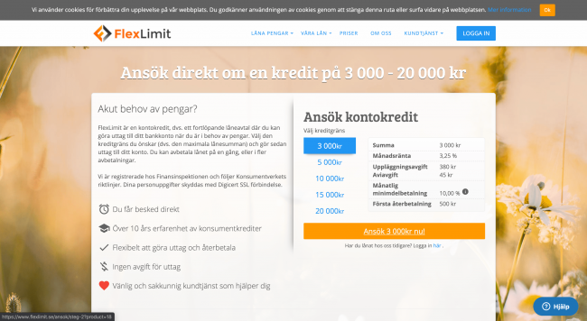 FlexLimit - Lån upptill 20 000 kr