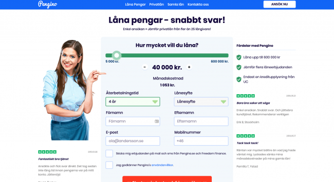 Pengino - Lån upp till 600 000 kr