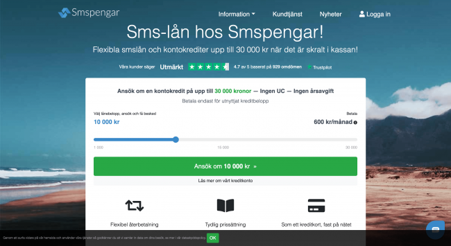 Smspengar - Lån upptill 30 000 kr