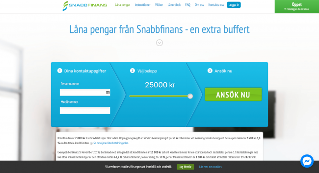 Snabbfinans - Lån upptill 25 000 kr