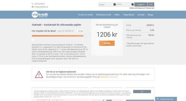 ViaKredit - Lån upptill 20 000 kr