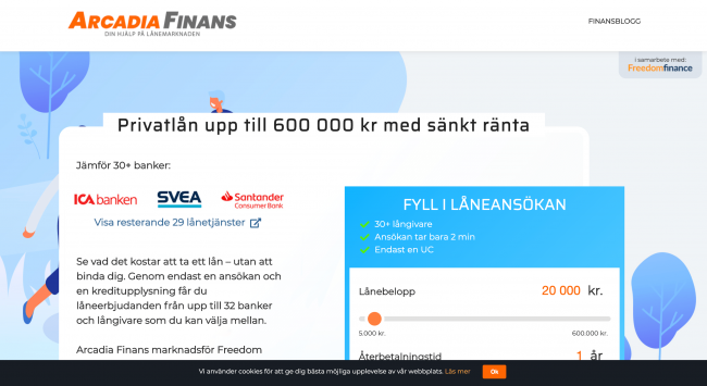 Arcadia Finans - Lån upptill 600 000 kr