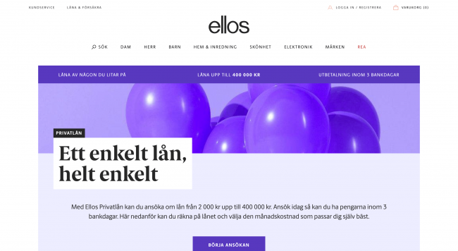Ellos - Privatlån upptill 400 000 kr