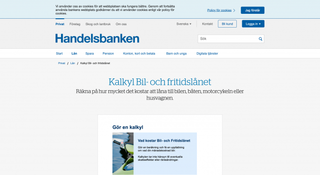 Handelsbanken billån upptill 250 000 kr