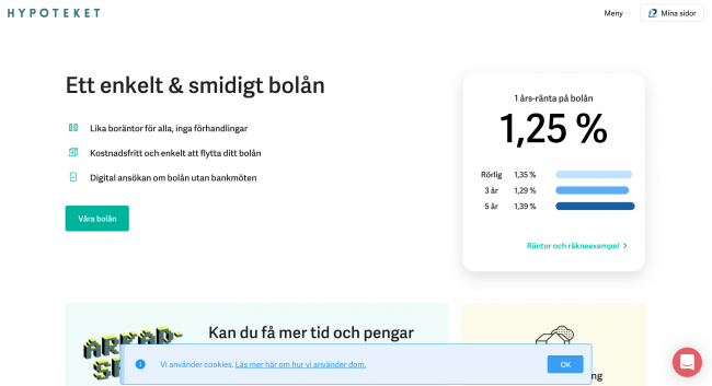 Hypoteket Bolån upp till 10 000 000 kr