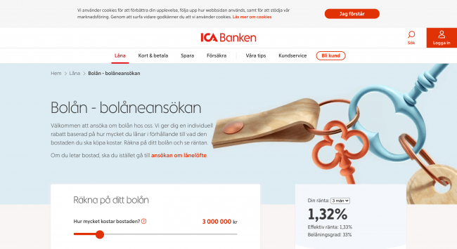 ICA Banken Bolån upp till 10 000 000 kr