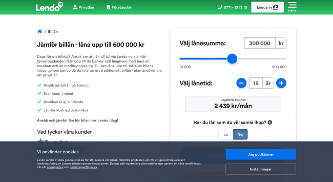 Lendo billån upptill 600 000 kr