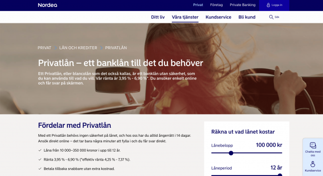 Nordea - Privatlån upptill 350 000 kr