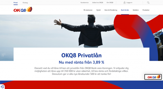 OKQ8 Bank - Lån upptill 350 000 kr
