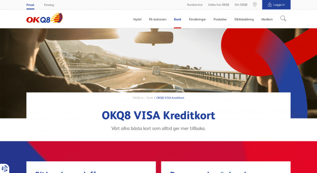 OKQ8 VISA Kreditkort - Högsta kredit 100 000 kr