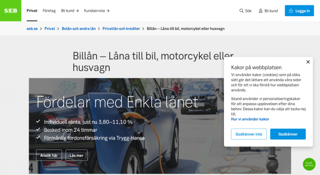 SEB billån upptill 350 000 kr