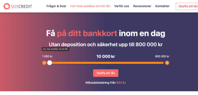 Soscredit.se — Snabblån online upp till 800 000 kr